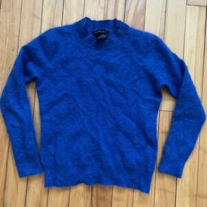 Tahari 100% 2-Ply Cashmere Womens XL (M) Pure Luxe Cobalt Blue Crewneck Sweater